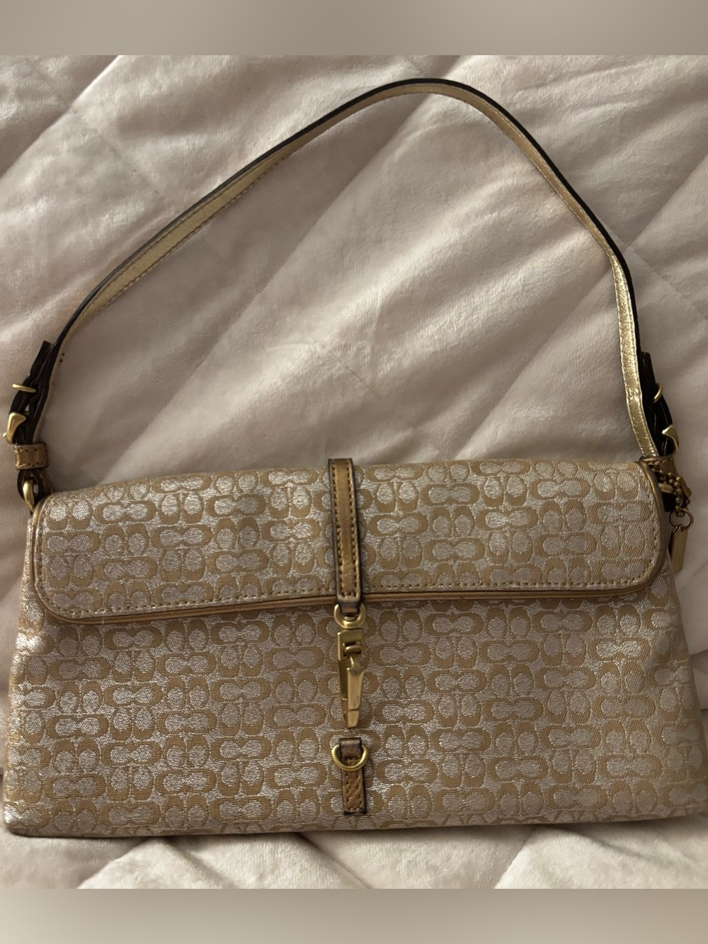 Coach Hamptons Optic Signature Bag in Metallic Gold